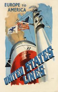 DELFO Y,UNITED STATES LINES / EUROPE TO AMERICA,c.1935,Swann Galleries US 2017-08-02