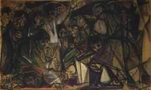 DELGADO RAMOS Alvaro 1922-2016,Los fusilamientos de la Moncloa d'aprés Goya,1960,Alcala 2023-03-16