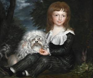 DELIN Nicolas Joseph 1741-1803,A YOUNG BOY WITH HIS DOG AND PET RABBIT,1799,Dreweatts GB 2023-06-14