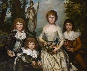 DELIN Nicolas Joseph 1741-1803,PORTRAITS OF MADAME GUYOT AND HER CHILDREN,1792,Dreweatts 2023-03-02