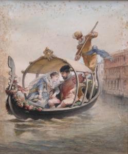 DELL'ACQUA César,Verliefd paar in een gondel te Venetië,1885,Amberes BE 2008-12-01
