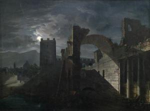 Dell'Acqua Giovanni Battista 1788-1868,Landschaft mit Ruine bei Mondschein,Nagel DE 2017-10-11