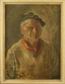 DELL Adolf 1890-1977,Brustbild des Künstlers mit Malerkappe, verso Brus,Eva Aldag DE 2009-09-05