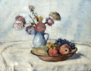 DELL Adolf 1890-1977,Still life with fruit bowl and flowers,Peter Karbstein DE 2020-07-11