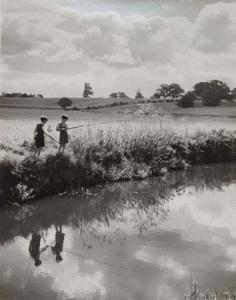 DELL ARTHUR G,Monochrome photograph of children fishing by a stream,Mallams GB 2010-12-15