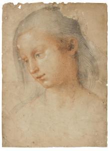 della BARTOLOMMEO DELLA PORTA Fra Baccio P. 1472-1517,Study of a female head looking to t,Sotheby's 2021-01-27