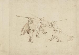 DELLA BELLA Stefano,Three men fighting with sticks, with a dog tugging,Christie's 2009-01-27
