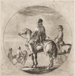 DELLA BELLA Stefano 1610-1664,Two Polish Horsemen with their Horses Facing Lef,1651,Swann Galleries 2024-04-18