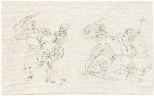 DELLA BELLA Stefano,Zwei Männer mit dem Schwert gegen den Tod kämpfend,Galerie Bassenge 2014-05-30