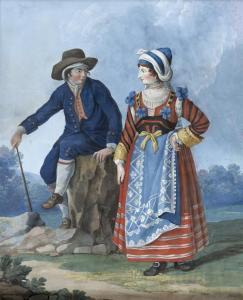 Della GATTA Saverio 1758-1827,Couple de paysans napolitains,Tajan FR 2011-06-22