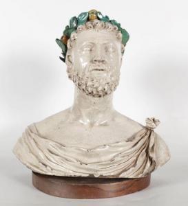 DELLA ROBBIA Luca 1474-1548,homme à couronne polychrome,Campo & Campo BE 2019-11-26