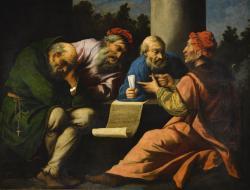 DELLA VECCHIA Pietro Muttoni 1603-1678,ADISPUTE AMONG THE DOCTORS, POSSIBLY THE FOUR,1654,Sotheby's 2017-12-05