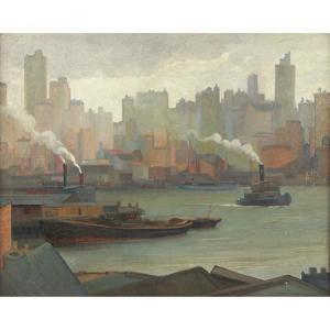DELMAN Elias Ben 1898,View of Manhattan and the East River,William Doyle US 2010-01-13