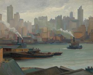DELMAN Elias Ben 1898,View of Manhattan and the East River,William Doyle US 2023-02-08