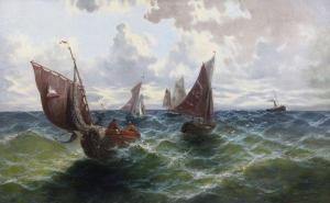 DELMAR V 1887-1990,Fishing boats and a steamer at sea,Gorringes GB 2014-05-14