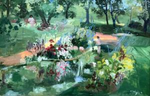 DELOUIS Nancy 1941,Femme dans la roseraie ; roses au jardin,Millon & Associés FR 2022-11-08