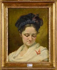 DELPEREE Emile 1850-1896,Portrait de jeune femme,VanDerKindere BE 2014-01-14