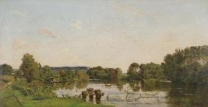 DELPY Hippolyte Camille 1842-1910,Barque sur la rivière,Ader FR 2018-04-04