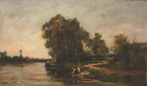 DELPY Hippolyte Camille 1842-1910,Lavandières au bord de rivière,Rossini FR 2007-12-18