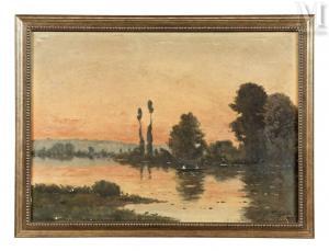 DELPY Jacques Henri,La barque sur le fleuve au coucher du soleil,Millon & Associés 2024-01-30