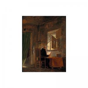 DELVAUX Ferdinand Marie,A MONK IN AN INTERIOR READING BEFORE AN OPEN WINDO,Sotheby's 2002-04-16