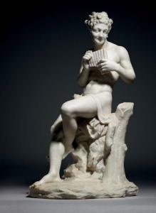 DELVAUX Laurent,A CARVED MARBLE FIGURE OF FAUN PLAYING THE PAN PIP,1764,Christie's 2007-07-05
