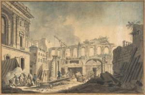 DEMACHY Pierre Antoine 1723-1807,La destruction d'un hôtel ,Artcurial | Briest - Poulain - F. Tajan 2023-09-26