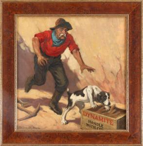 DEMARIS Walter 1877-1947,western scene with figure and dog,South Bay US 2019-09-14