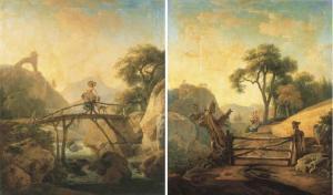 DEMARNE Jean Louis,Une bergère et son chien sur un pont; et Une paysa,Christie's 2003-12-02