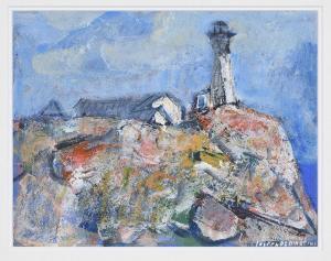 DeMARTINI Joseph 1896-1984,Lighthouse, Maine, possibly Monhegan Island,Brunk Auctions US 2021-05-21