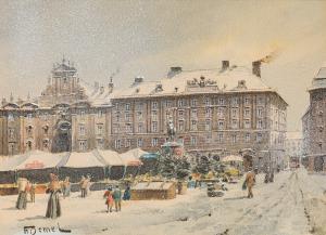 DEMEL Franz 1878-1947,Christmas market am Hof, Vienna,im Kinsky Auktionshaus AT 2021-12-14
