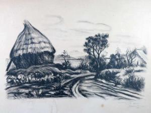DEMEURISSE Rene 1895-1961,"Paysage au toit de chaume".,1929,Audap-Mirabaud FR 2014-11-18