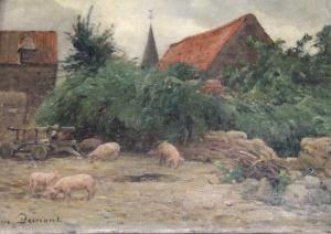 DEMONT Adrien 1851-1918,Cochons dans une cour de ferme,ARCADIA S.A.R.L FR 2017-06-17