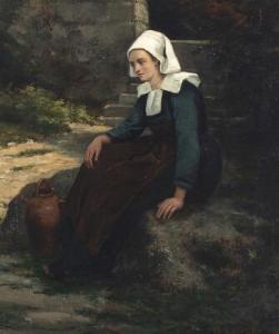 DEMORY Charles Théophile,A young woman from Bretagne taking a rest,Bruun Rasmussen 2019-05-13