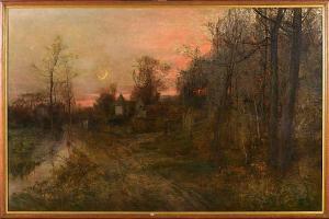 den DUYTS Gustave,Paysage boisé à la fermette au clair de lune,1888,VanDerKindere 2019-09-10