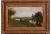 DEN HAA Jacques White Jens 1881-1956,Lansdchap with rowboats,Twents Veilinghuis NL 2015-07-03