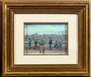 DENIS G,Family on a Terrace Overlooking Paris with the Eif,20th Century,St. Charles US 2009-09-26