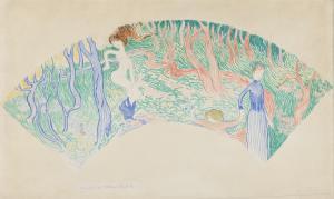 DENIS Maurice 1870-1943,Scène symboliste (projet d'éventail),1890,Christie's GB 2024-04-10