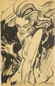 DENIS SIRE 1953-2019,Femme nue effrayée,Art Valorem FR 2021-06-30