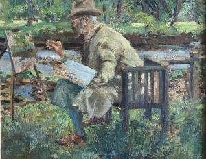 DENISON Stephen 1909-1965,A portrait of Lamorna Birch painting on the banks ,David Lay GB 2019-07-25
