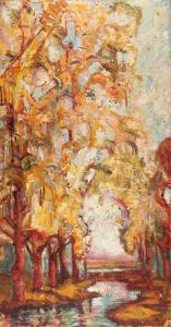 DENISOV Vasili Ivanovich 1862-1921,Red Trees,Shapiro Auctions US 2016-10-30