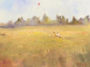 Dennehy Geraldine 1900-2000,Flying a Kite in the Meadow,Morgan O'Driscoll IE 2024-01-29