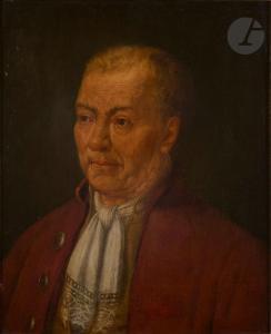DENNER Balthasar 1685-1749,Portrait d'homme à la veste rouge,1737,Ader FR 2024-02-16