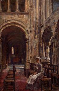 DENNIS Ada L 1800-1900,Maid Seated in Church Pew,19th,Simon Chorley Art & Antiques GB 2020-03-17