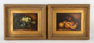 DENNIS J,pair of still lives depicting oranges and a bird's nest,Ewbank Auctions GB 2023-03-23