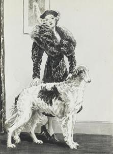 DENNIS Morgan 1892-1960,A Lady of Fashion with Her Borzoi,Bonhams GB 2023-11-08