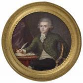 DERANTON Joseph 1756-1814,A gentleman in green striped jacket, seated at a d,Christie's 2018-07-04
