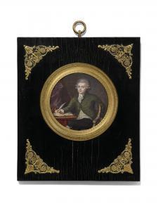 DERANTON Joseph 1756-1814,A gentleman in green striped jacket, seated at a d,Christie's 2019-11-13