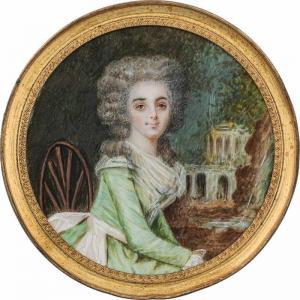 DERANTON Joseph,Portrait einer jungen Frau in hellgrünem Kleid, in,1789,Galerie Bassenge 2020-11-25