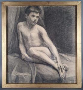 DERCHAIN Philippe 1873-1947,Nu masculin assis,Legros BE 2022-02-03